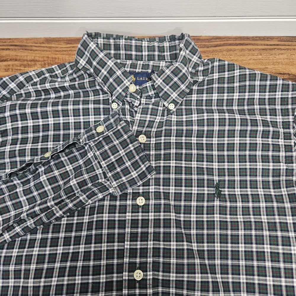 Polo Ralph Lauren Mens Sz Med Cotton Button Down Window Pane Classic Fit Shirt